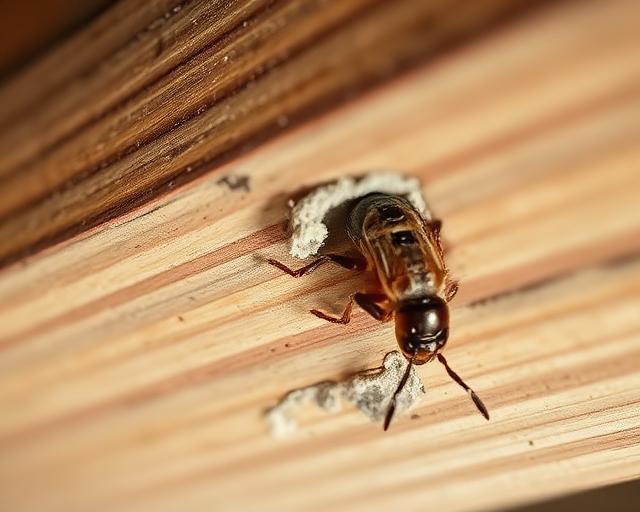 Close-up macro view of reproductive subterranean termite swarmers and discarded wings